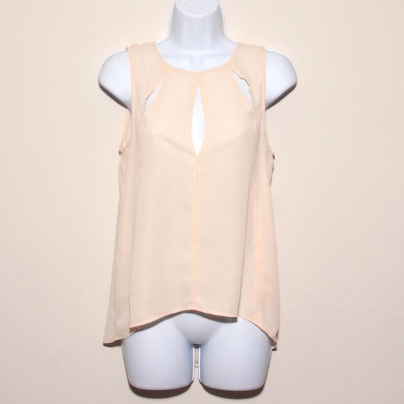 NEW Silence + Noise Slit front Sleeveless Top Size Small High Low Hem Peach - Picture 1 of 7